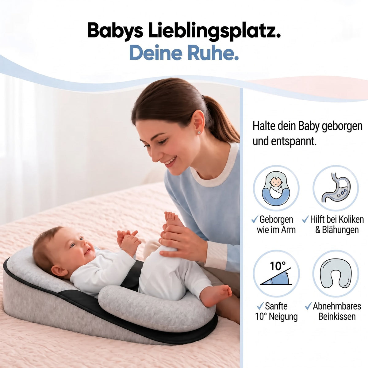 Babynest mit Baby und Mama, Vorteile auf einen Blick